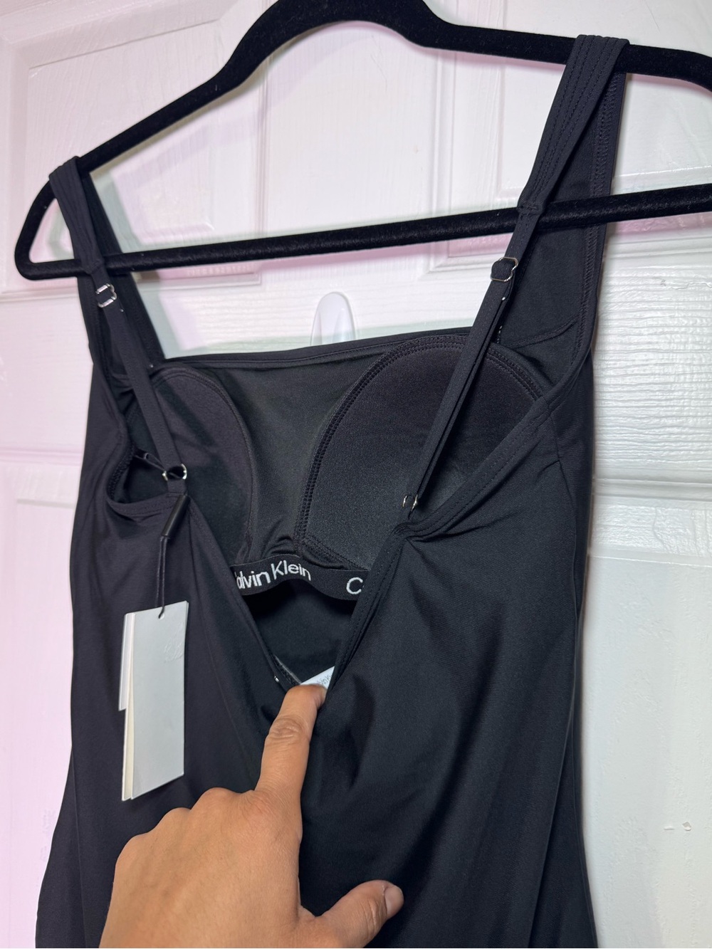 Calvin Klein Dark Black Pleated Front One-Piece Swimsuit - Picture 5 of 8
